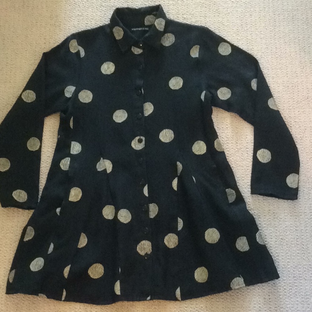 Snapdragon and Twig Linen Black & Cream Dress/Tunic, size M